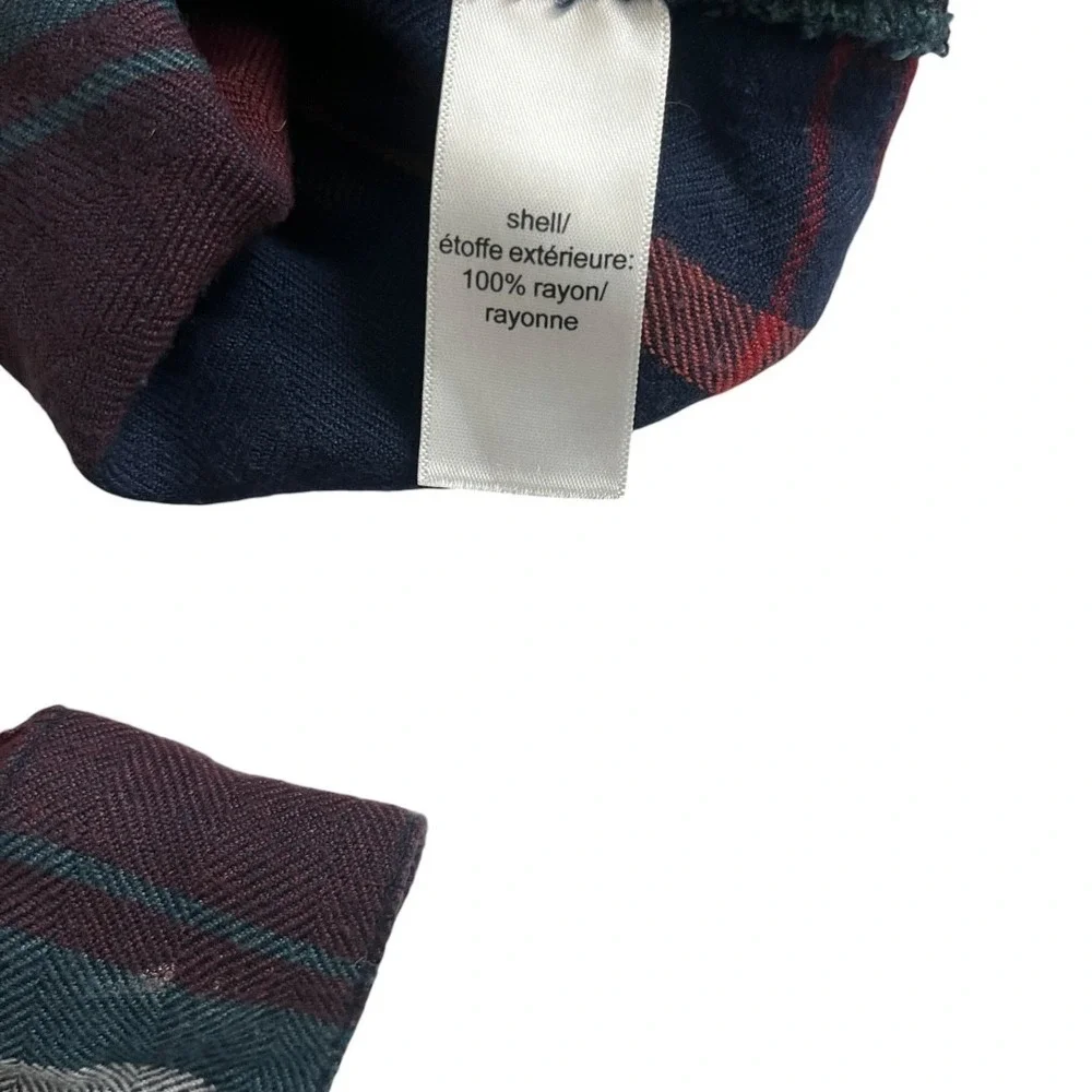 Maurices Relaxed Fit Tunic Plaid Button‎ Down Shirt XXL Burgundy Navy Rayon